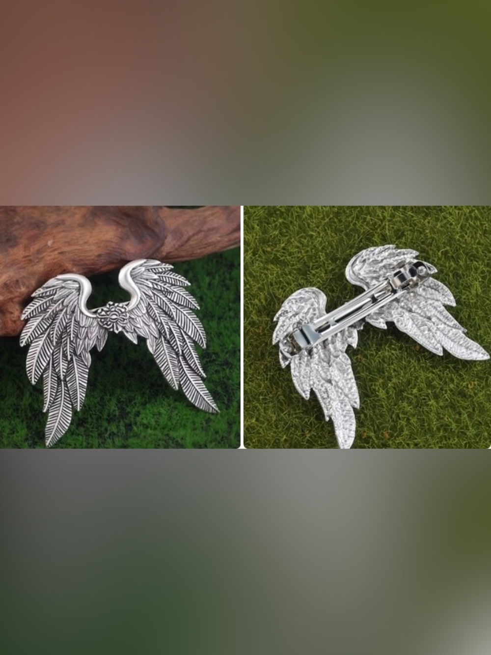 Two piece hair clip set…….
Silver Angel Wing Hair Clip  and  Nordic Wolf Hair